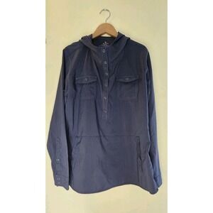 KUHL Costa Hoodie LARGE  in Vintage Indigo Blue Kangaroo UPF Roll Tab Wicking 20